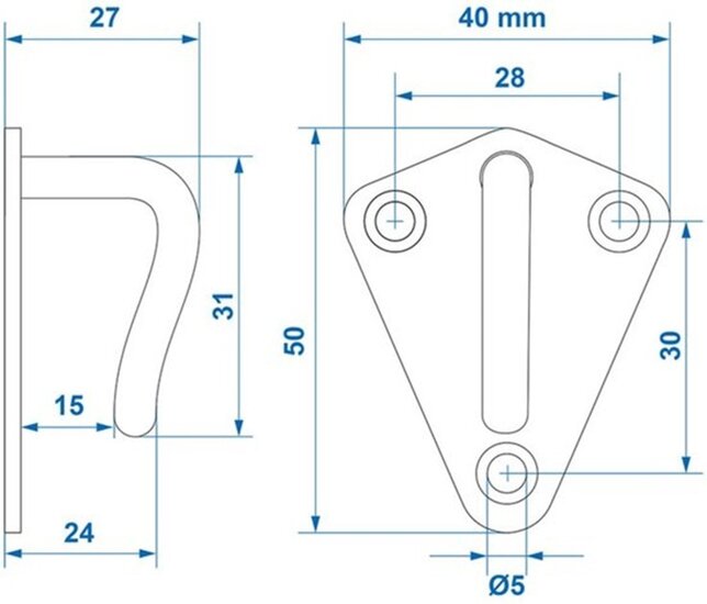 40 x 50 verzinkt driehoek touwhaak metaal - bindhaak&nbsp;-&nbsp;aanhangerhaak - sjorhaak - elastiekhaak