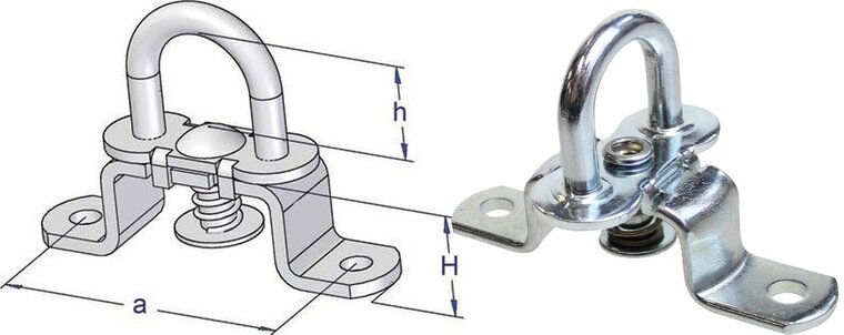 42 x 22mm verzinkt ovale draaibare zeilsluiting -&nbsp;huifsluiting metaal - tourniquet - zeiloog - bindoog - draaiwervel&nbsp;