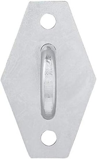 40 X 30 mm verzinkt huifsluiting op voetplaat met 2 schroefogen - bindoog - zeiloog - sjoroog - beugel op voetplaat - spanoog