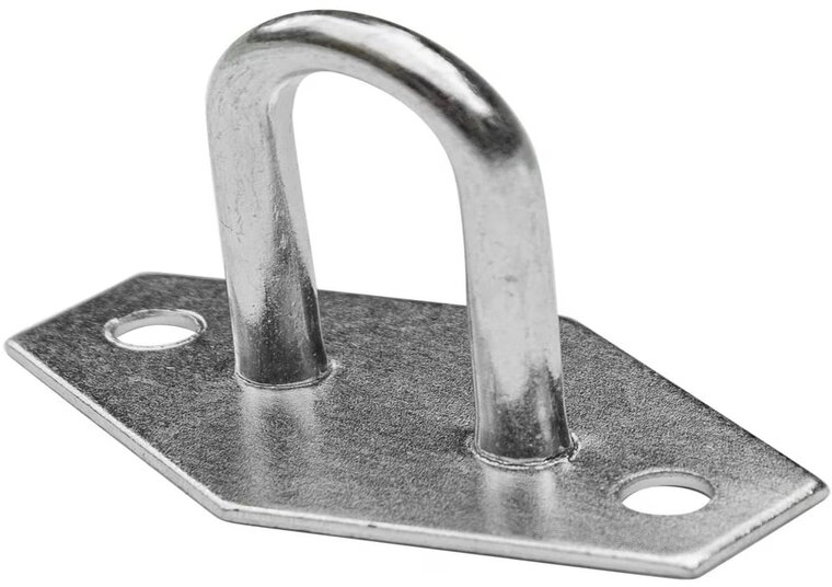 40 X 30 mm verzinkt huifsluiting op voetplaat met 2 schroefogen - bindoog - zeiloog - sjoroog - beugel op voetplaat - spanoog