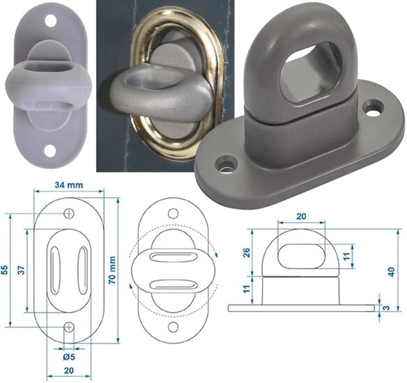 42 x 22 mm draaisluiting kunststof - zeilsluiting - patentdraaier - twistlock voor dekzeilen en gaaskleden - tourniquet draaier