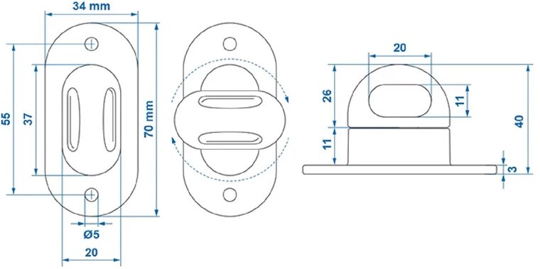 42 x 22 mm draaisluiting kunststof - zeilsluiting - patentdraaier - twistlock voor dekzeilen en gaaskleden - tourniquet draaier