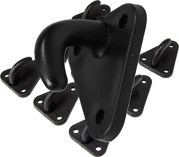 43 x 37 mm zwarte kunstof touwhaak - nylon bindhaak - eleastiekhaak - aanhangernet haak - carrosseriehaak&nbsp;- zeilhaak
