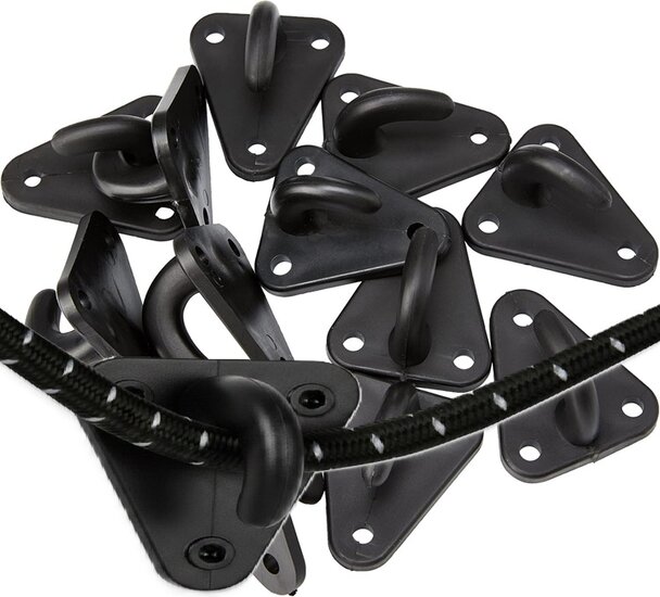 43 x 37 mm zwarte kunstof touwhaak - nylon bindhaak - eleastiekhaak - aanhangernet haak - carrosseriehaak&nbsp;- zeilhaak