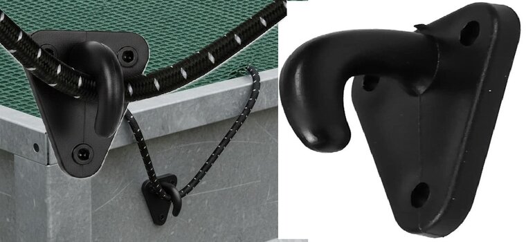 43 x 37 mm zwarte kunstof touwhaak - nylon bindhaak - eleastiekhaak - aanhangernet haak - carrosseriehaak&nbsp;- zeilhaak