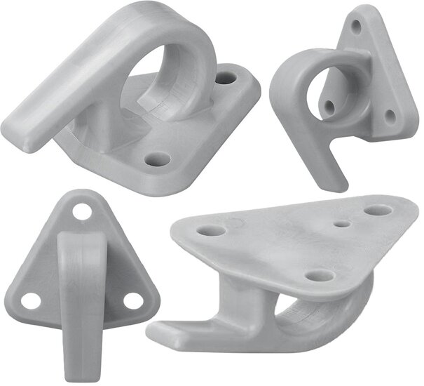 65 x 45 mm nylon - kunstof touwhaak met oog en haak op voetplaat - gaaskleedhaak - bevestigingshaak - montageoog - zeiloog - bi