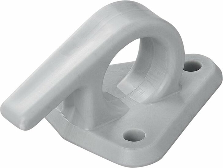 65 x 45 mm nylon - kunstof touwhaak met oog en haak op voetplaat - gaaskleedhaak - bevestigingshaak - montageoog - zeiloog - bi
