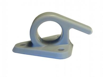 65 x 45 mm nylon - kunstof touwhaak met oog en haak op voetplaat - gaaskleedhaak - bevestigingshaak - montageoog - zeiloog - bi