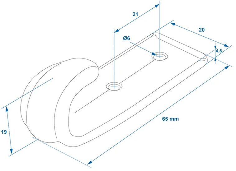 65 x 20 mm wit kunststof nylon&nbsp;touwhaak schroefbevestiging&nbsp;- witte bindhaak voor de aanhanger - sjorhaak - nethaa