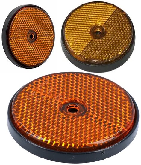 oranje reflector rond 60mm met boutgat 