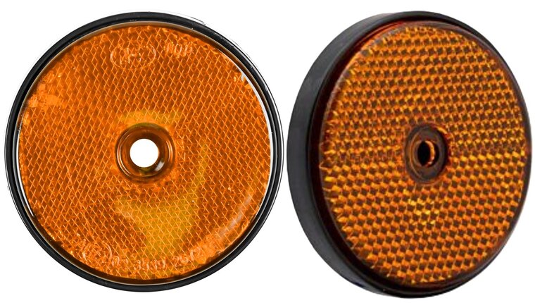 oranje reflector rond 60mm met boutgat 