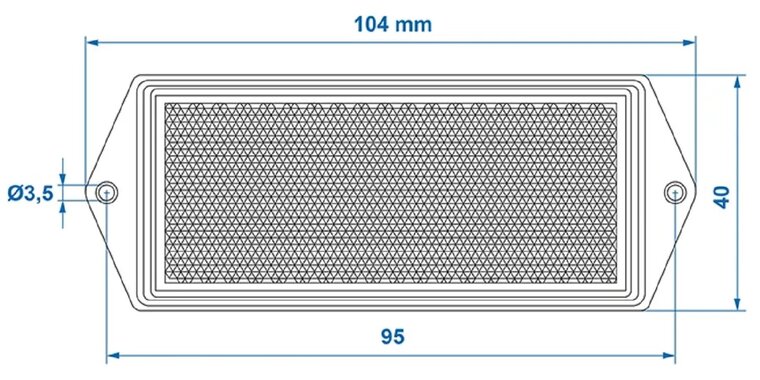 102mm x 40mm oranje / amber reflector rechthoek met&nbsp;e4&nbsp;keurmerk - reflector met schroefgaten - boutverbinding ref