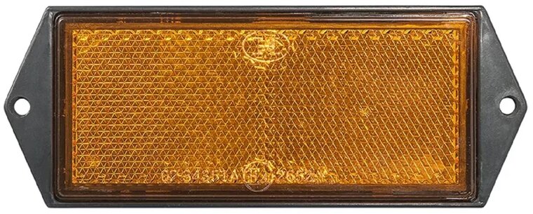 102mm x 40mm oranje / amber reflector rechthoek met&nbsp;e4&nbsp;keurmerk - reflector met schroefgaten - boutverbinding ref