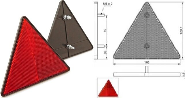 143x162mm reflector driehoek rood - rode aanhanger reflectieplaat - waarschuwing reflector - reflectoren&nbsp;horpol&amp;