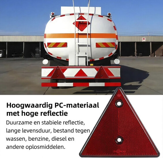 133 x 152 mm driehoek reflector met e11 keurmerk - waarschuwingsdriehoek - reflectordriehoek met boutgaten 