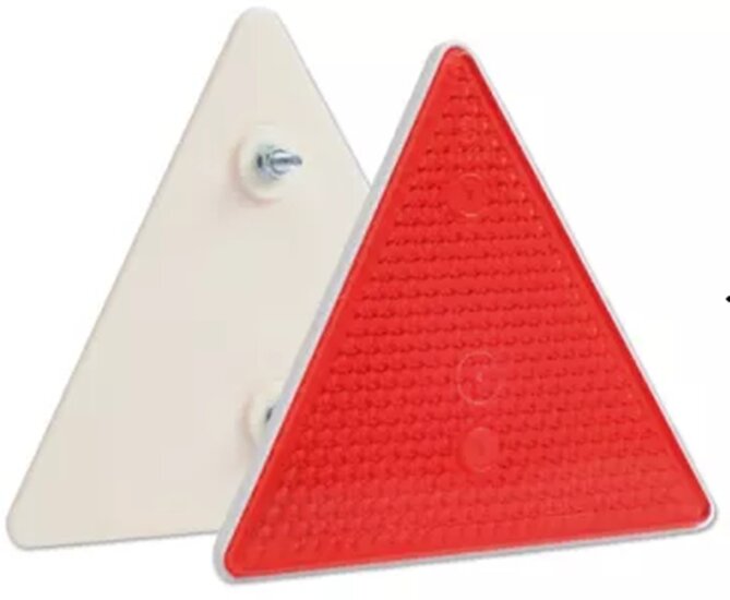 160x140mm reflector driehoek rood - driehoekreflector&nbsp;e9 keurmerk&nbsp;- reflectieplaat - waarschuwing reflector - was