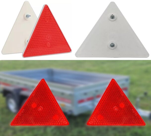 160x140mm reflector driehoek rood - driehoekreflector&nbsp;e9 keurmerk&nbsp;- reflectieplaat - waarschuwing reflector - was