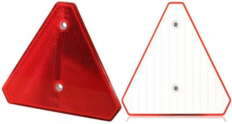 143 x 125 mm driehoek reflector rood -&nbsp;opschroefbare driehoekreflector - aanhangerreflector - reflector met boutverbindi