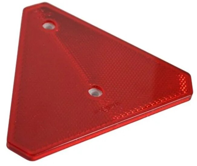 143 x 125 mm driehoek reflector rood -&nbsp;opschroefbare driehoekreflector - aanhangerreflector - reflector met boutverbindi