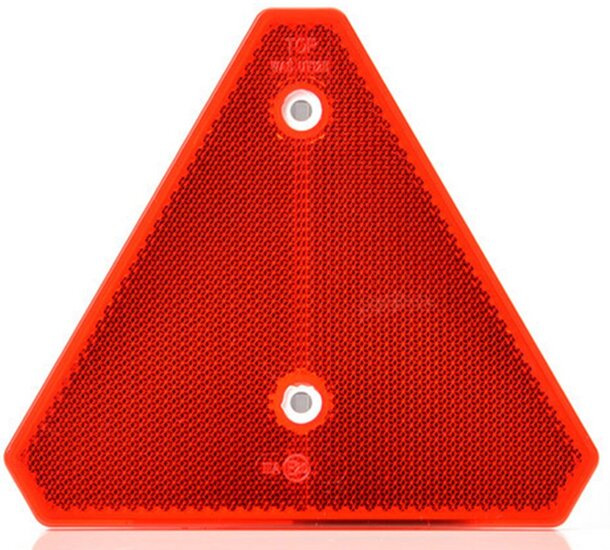 143 x 125 mm driehoek reflector rood -&nbsp;opschroefbare driehoekreflector - aanhangerreflector - reflector met boutverbindi