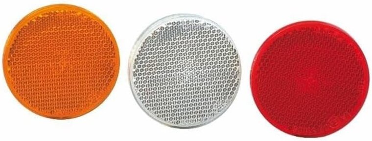 63 mm ronde rode&nbsp;reflector met e20 keur - &nbsp;reflector rood met boutverbinding - aanhangerreflector voor de achterk