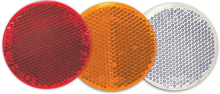 63 mm ronde rode&nbsp;reflector met e20 keur - &nbsp;reflector rood met boutverbinding - aanhangerreflector voor de achterk