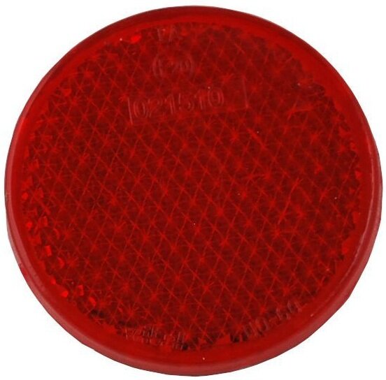 63 mm ronde rode&nbsp;reflector met e20 keur - &nbsp;reflector rood met boutverbinding - aanhangerreflector voor de achterk