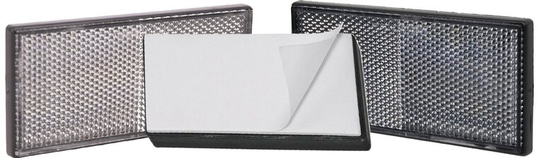 107mm x 51mm reflector langwerpig&nbsp;wit met plak montage - aanhangerreflector&nbsp;met e8&nbsp;keurmerk - reflectie vo