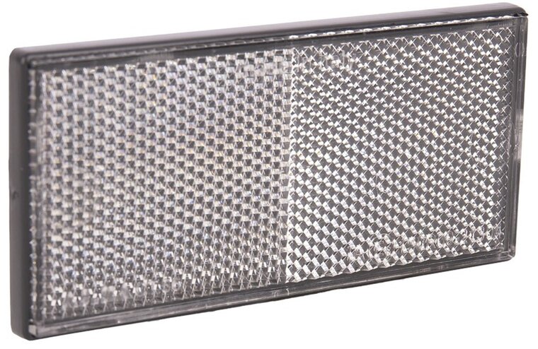 107mm x 51mm reflector langwerpig&nbsp;wit met plak montage - aanhangerreflector&nbsp;met e8&nbsp;keurmerk - reflectie vo