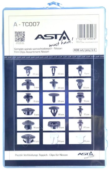nissan autoclips assortiment 408&nbsp;delig - drukclips&nbsp;- deurpaneel clips - interieurclips - autoclips asta