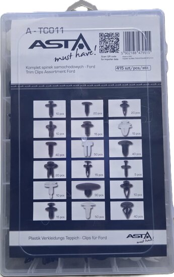 ford interieur 415 delige clip set - autoclips&nbsp;- interieurclips - autoklemmen - bekledingclips asta