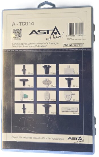 vokswagen interieur 255 delige clip set - autoclips&nbsp;- interieurclips - autoklemmen - bekledingclips asta&nbsp;