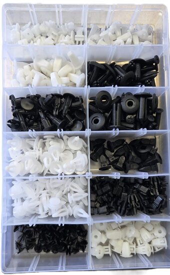 mitsubishi autoclips assortiment 370 delig - deurpaneel clips - interieurclips - bekledingclips&nbsp;- dashbordklemmen