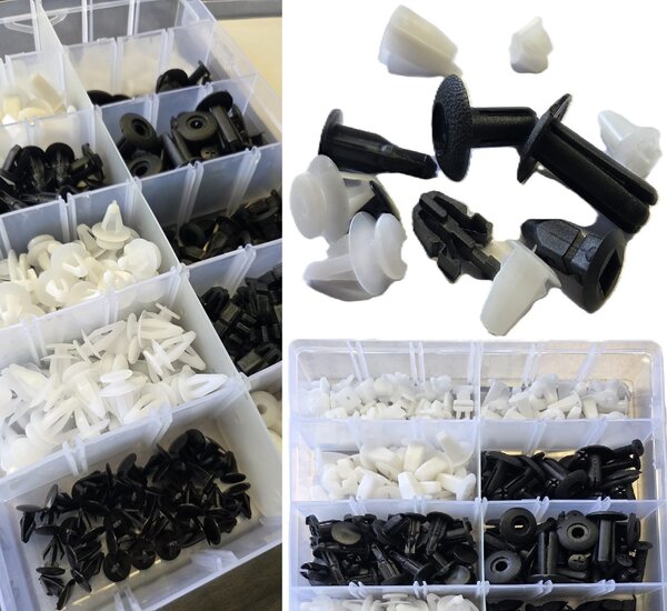 mitsubishi autoclips assortiment 370 delig - deurpaneel clips - interieurclips - bekledingclips&nbsp;- dashbordklemmen