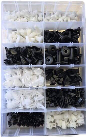 mitsubishi autoclips assortiment 370 delig - deurpaneel clips - interieurclips - bekledingclips&nbsp;- dashbordklemmen