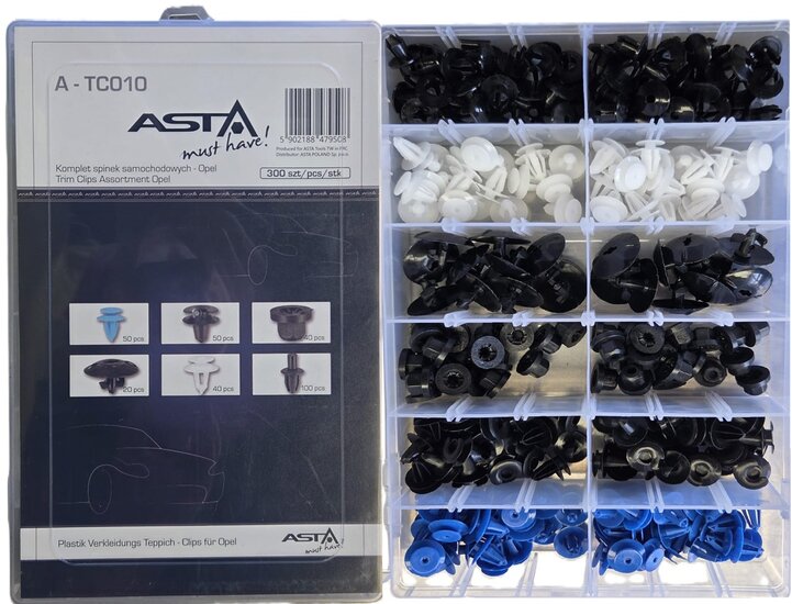 opel interieur clip set 300 delig - autoclips 300 dlg - interieurclips - kunstof bekledingclips - bevestigingsklemmen