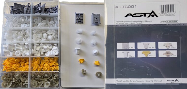 renault interieur clip set 300 delig&nbsp;- autoclips&nbsp;- bekledingclips&nbsp;- kunstof klemmen - dashboardclips&amp;#x00a