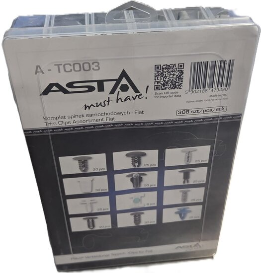 fiat autoclips assortiment 308 delig - kunstof drukkers&nbsp;- deurpaneel clips - interieurclips - trimclips