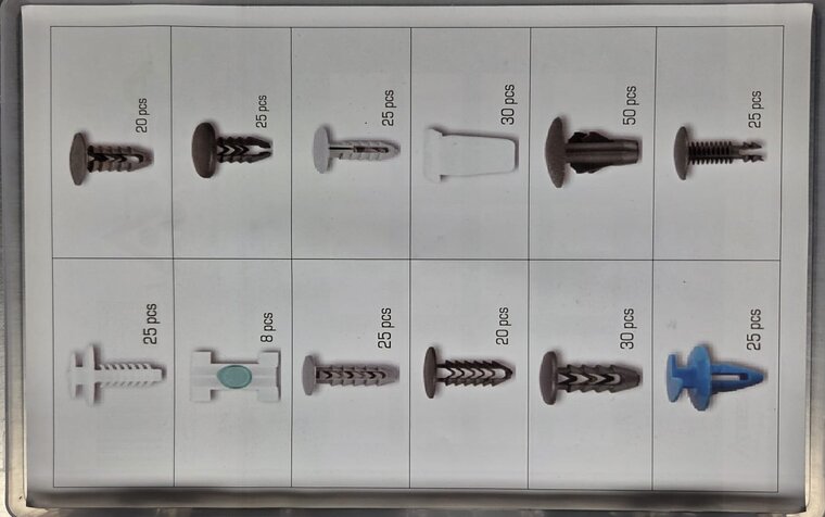 fiat autoclips assortiment 308 delig - kunstof drukkers&nbsp;- deurpaneel clips - interieurclips - trimclips