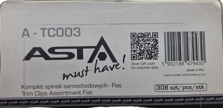 fiat autoclips assortiment 308 delig - kunstof drukkers&nbsp;- deurpaneel clips - interieurclips - trimclips
