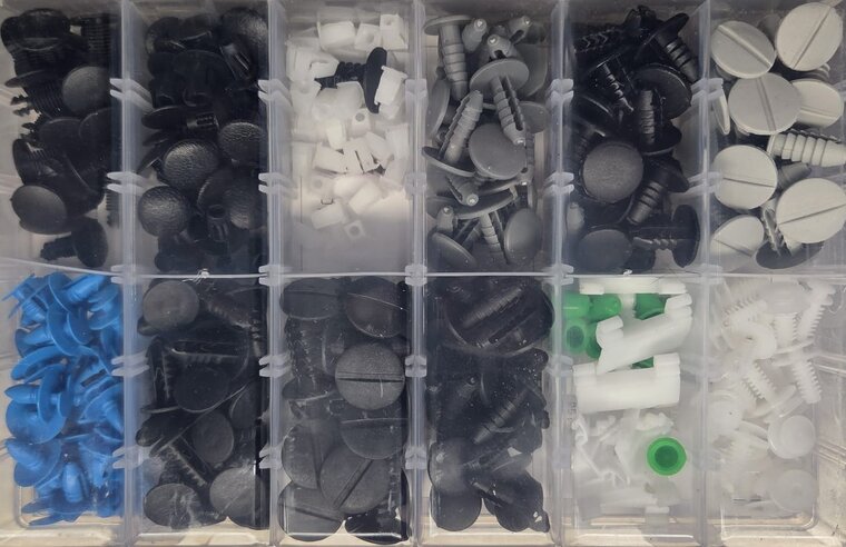 fiat autoclips assortiment 308 delig - kunstof drukkers&nbsp;- deurpaneel clips - interieurclips - trimclips