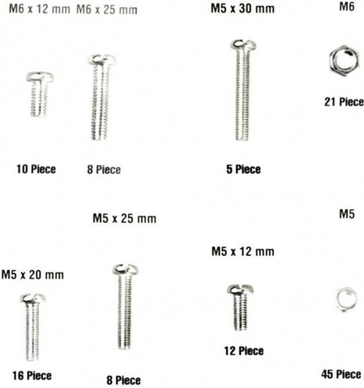 125 delige bouten en moeren assortiment met kruiskop - m5 en m6 bouten en moeren - assortimentsbakje bout en moer