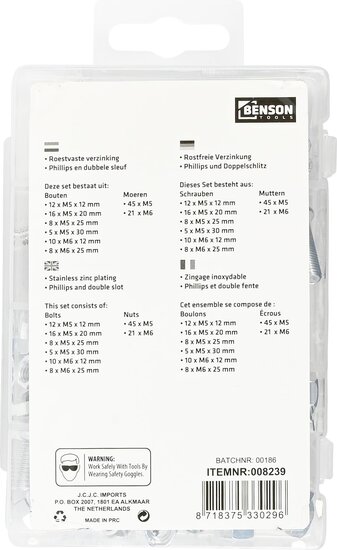 125 delige bouten en moeren assortiment met kruiskop - m5 en m6 bouten en moeren - assortimentsbakje bout en moer