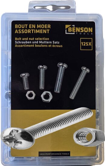 125 delige bouten en moeren assortiment met kruiskop - m5 en m6 bouten en moeren - assortimentsbakje bout en moer