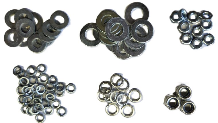 140 delige maten m6 - m8 en m10&nbsp;moeren en sluitringen assortiment - borgmoer - klemring - moer - ringen - veerring