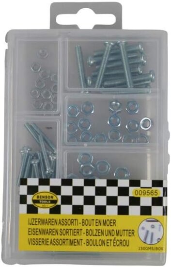 50 delige assortiment doosje m3 - m4 en m5 bouten en moeren met kruiskop - moer en bout - opbergboxje bouten en moeren