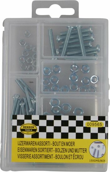 50 delige assortiment doosje m3 - m4 en m5 bouten en moeren met kruiskop - moer en bout - opbergboxje bouten en moeren