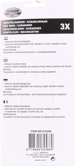 3&nbsp;stuks karabijnhaak 50 - 60 en 70 mm - musketonhaak - metalen haak - stalen haak - karabijn haken - musketon haken 