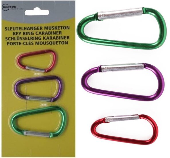 3&nbsp;stuks karabijnhaak 50 - 60 en 70 mm - musketonhaak - metalen haak - stalen haak - karabijn haken - musketon haken 