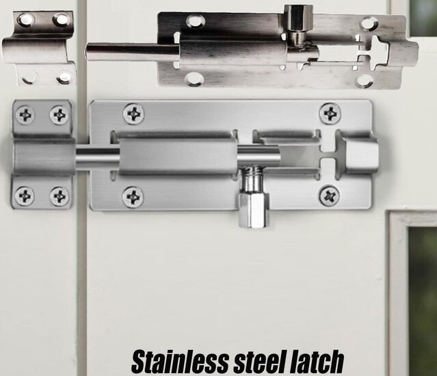 deurschuif rvs&nbsp;15 cm lang - schuif grendel 6'' - poortslot - deurslot - loopdeur slot - deursluiting&amp;#x00a